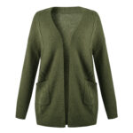 Solid color knitted cardigan for women