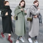 Fashion Solid Color Thick Pocket Women Autumn Winter Warm Long Coat Outwear