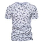 Casual Slim-Fit Stretch T-Shirt Men Short-Sleeved Printed T-Shirt Sports Men