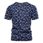 Casual Slim-Fit Stretch T-Shirt Men Short-Sleeved Printed T-Shirt Sports Men