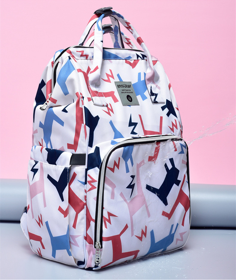 Large-Capacity Printed Mommy Bag Multifunctional Waterproof Mother And Baby Outing Backpack