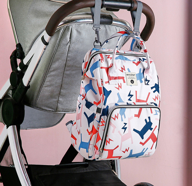 Large-Capacity Printed Mommy Bag Multifunctional Waterproof Mother And Baby Outing Backpack