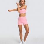 Knitted Sexy Sports Tank Top Shorts Yoga Wear Bra Fitness Suit Women