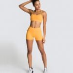 Knitted Sexy Sports Tank Top Shorts Yoga Wear Bra Fitness Suit Women