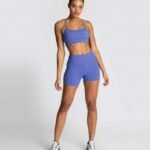 Knitted Sexy Sports Tank Top Shorts Yoga Wear Bra Fitness Suit Women