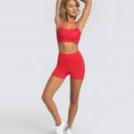 Knitted Sexy Sports Tank Top Shorts Yoga Wear Bra Fitness Suit Women