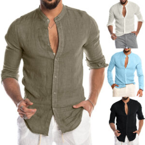 Cardigan long sleeve shirt men