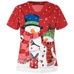 Christmas clothing printed shirt V-neck short-sleeved t-shirt women