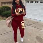 Women Suit Fashion Sweatshirt Pants Female Sports Suit