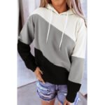 Women Long Sleeve Stitching Hooded Printed Sweatshirt
