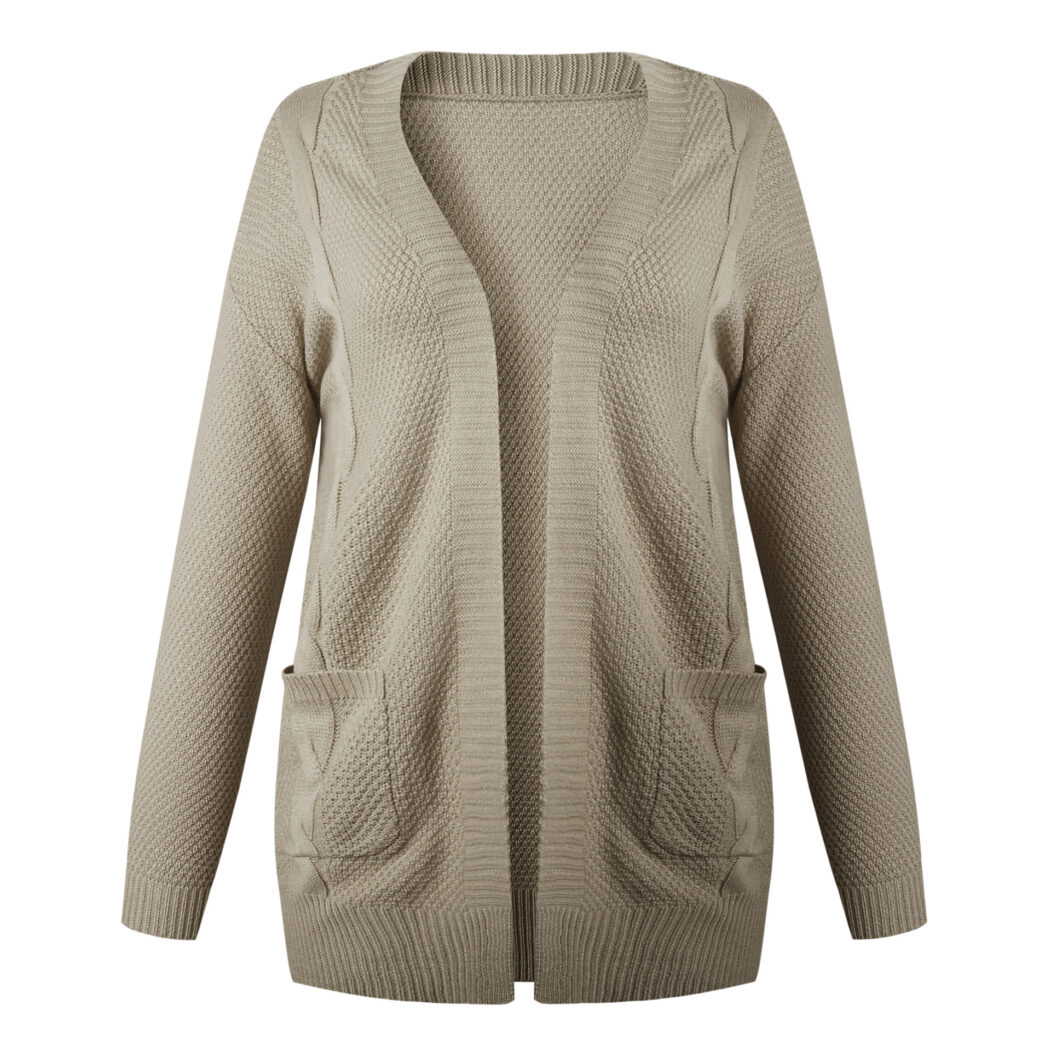 Solid color knitted cardigan for women