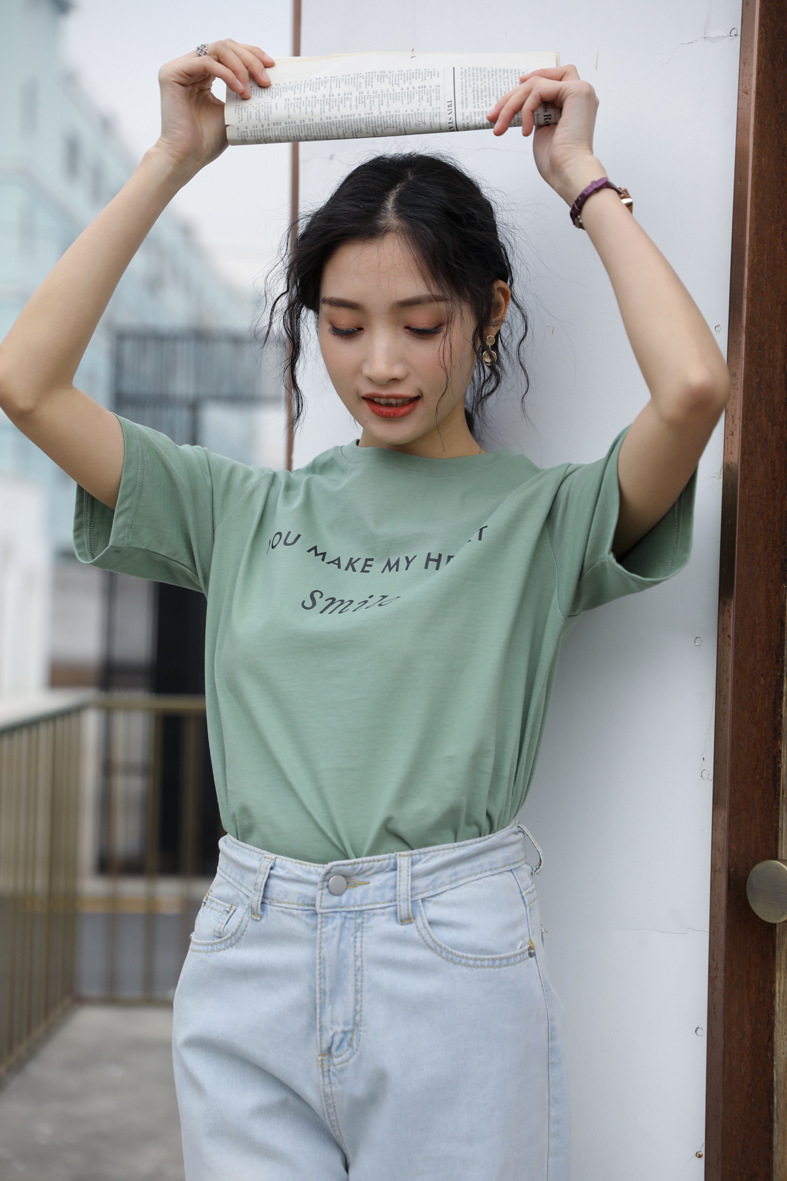 Letter printed T-shirt women white