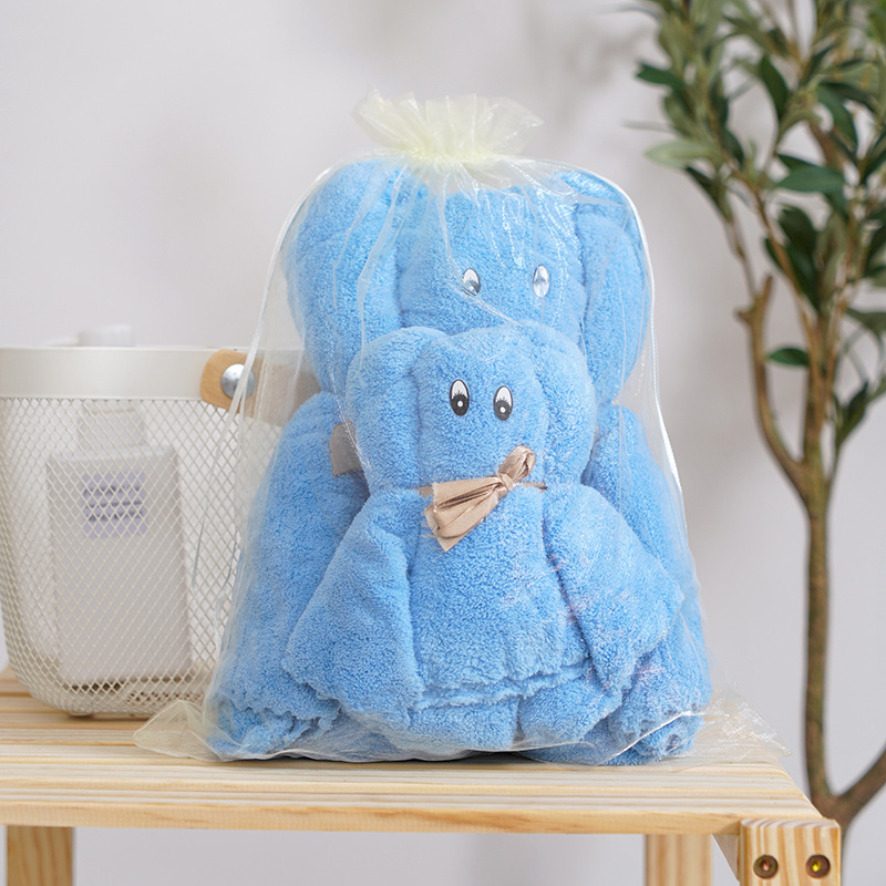 Baby Bear Coral Fleece Mother And Child Set Towel