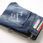 men jeans famous D2 Men slim jeans pants mens denim trousers zipper blue hole Pencil Pants