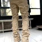 Men Trousers Individual Patched Pants Long Tight Fit Stacked Jeans For Mens Clothing