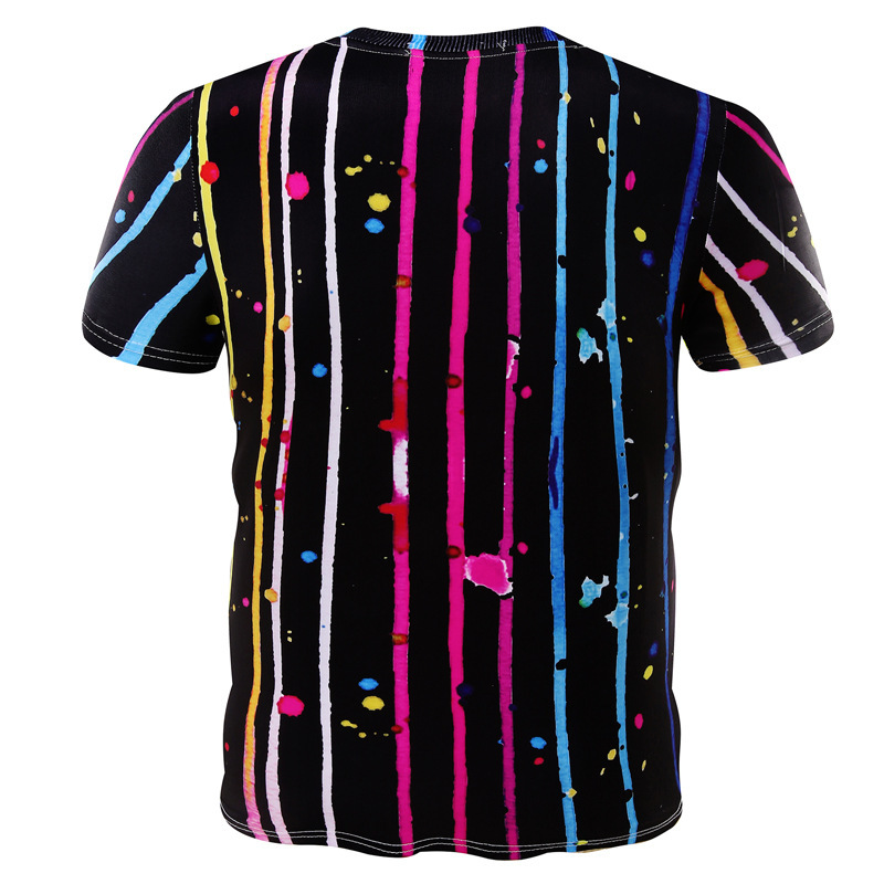 Short Sleeve Fashion Color Stripes Plus Size Half Sleeve Men