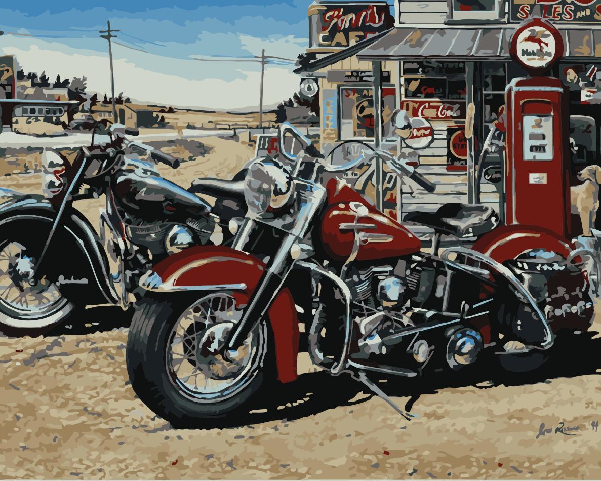 Retro Cool Motorcycle Still Life Canvas Wedding Art Deco Picture Gift