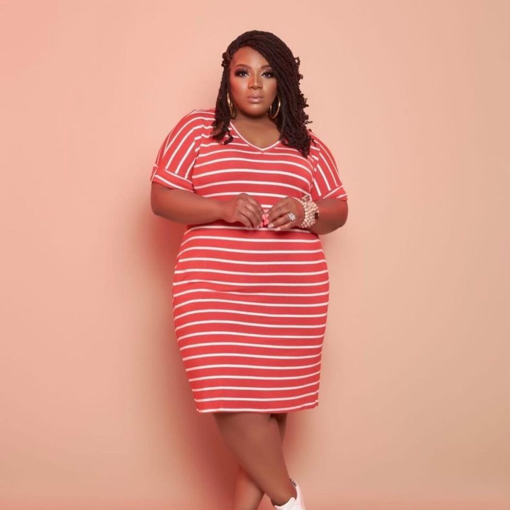 Striped Printed Dress Plus Size Women's Clothing