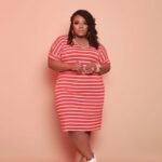 Striped Printed Dress Plus Size Women's Clothing