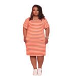 Striped Printed Dress Plus Size Women's Clothing