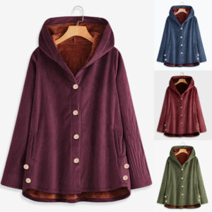 Women's plus size hooded plus fleece long coat