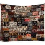 Vintage License Plate Tapestry Art Deco